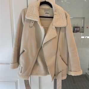 Zara Beige Teddy Jacket for Women